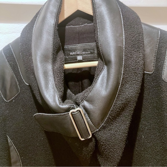 RUDSAK knee length fleece and genuine leather coat - Picture 8 of 11